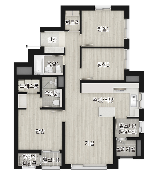 관저더샵 59B 타입 대형 평면도