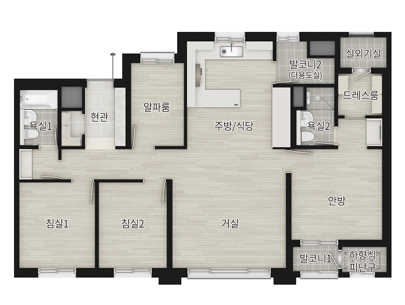 관저더샵 84A 타입 대형 평면도