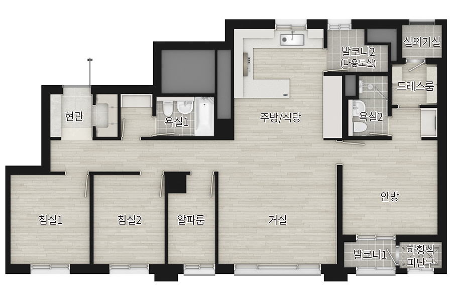 관저더샵 84B 타입 대형 평면도